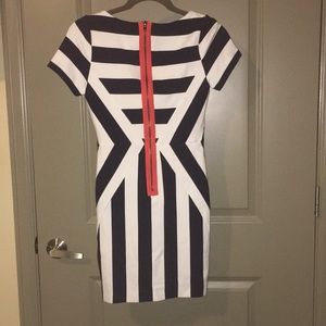 Knock out blue & white stripes w/sexy zipper back